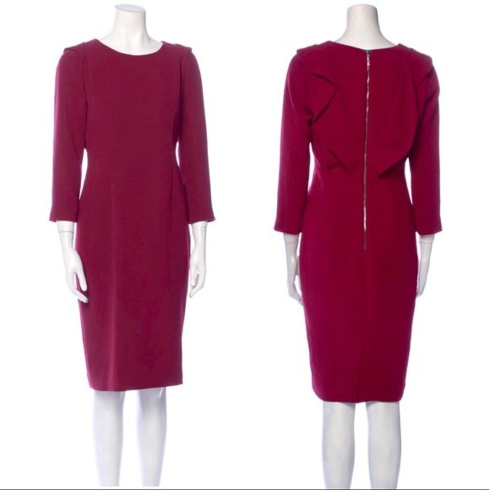 Rachel Roy Ruffled Shoulder Long Sleeve Sheath Dress in Maroon 0